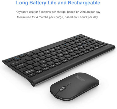 Arteck Bluetooth Keyboard and Mouse Combo Ultra Compact Slim Stainless