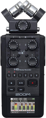 Zoom H6 All Black (2020 Version) 6-Track Portable Recorder, Stereo Microphones, 4 XLR