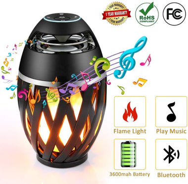 Led Flame Speakers, LED Flickering Flame Atmosphere Light with Bluetooth