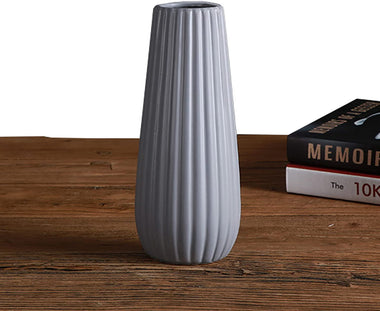 8 Inch Grey Ceramic Flower Vase for Home Décor