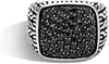 John Hardy Men's Classic Chain Silver Signet Ring with Black Sapphire, Size 10