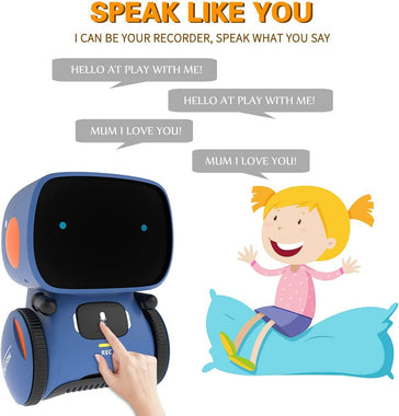 98K Robot Toy for Boys and Girls, Smart Talking Robots Intelligent Partner and Teacher with Voice Control and Touch Sensor, Singing, Dancing, Repeating, Gift Toys for Kids of Age 3 and Up Blue