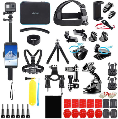 Artman 61-in-1 Upgraded Action Camera Accessories Kit Compatible  9/8