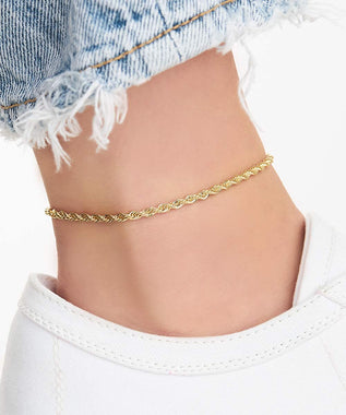 Barzel 18K Gold Plated Braided Chain Ankle Bracelet Anklet Jewelry