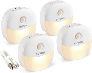 AUVON Rechargeable Motion Sensor Night Light, Warm White LED Stick-On Closet