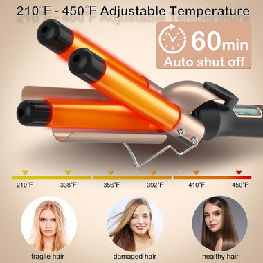 Curling Iron Wand 3 Barrel, 3/4 inch Hair Curler Wave Wand with LCD Display