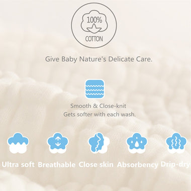 MUKIN Baby Muslin Washcloths - Natural Muslin Cotton Baby Wipes