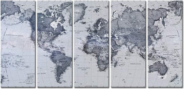 5 Pieces Vintage World Map Canvas Prints