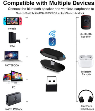 Bluetooth Adapter Compatible with Nintendo Switch/Lite