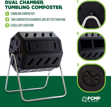 IM4000 Dual Chamber Tumbling Composter (Black)