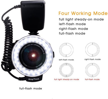 Flash Light with LCD Display Adapter Rings