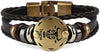 Hamoery Punk Alloy Leather Bracelet for Constellation Braided Rope Bangle