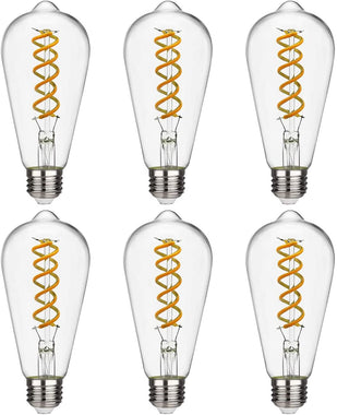 EMITTING ST19(ST58) 6W Vintage Edison LED Bulb, Soft White 2700K, Antique Flexible Spiral LED