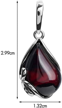 Cherry Amber Sterling Silver Pendant Necklace Chain 46 cm 18 inches