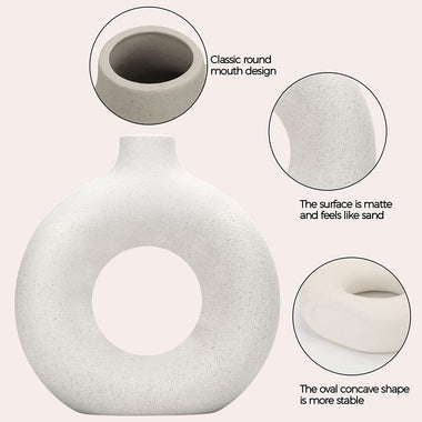 vases for Decor 2pcs/Set Beige Ceramic Vase