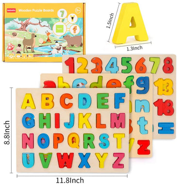 Wooden Uppercase and Lowercase Alphabet Number