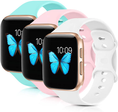 3 Pack Compatible with Apple Watch Bands 38mm 42mm, Soft Silicone Strap