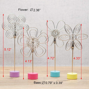 4 pcs Cute Flower Table Card Memo Holder Stand