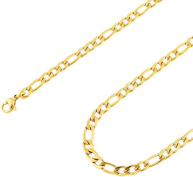HZMAN Men Women 24k Real Gold Plated Figaro Chain