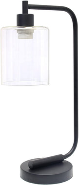 Simple Designs LD1036-BLK, Black Bronson Antique Style Industrial Iron Lantern Glass Shade