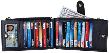 Travelambo Womens Walllet RFID Blocking Bifold Multi Card Case Wallet with Zipper Pocket