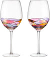 DAQQ Wine Glasses - Set of 2 Crystal Etched Designed Wine Glasses