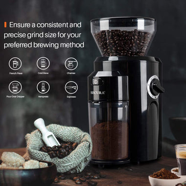 Secura Burr Coffee Grinder, Conical Burr Mill Grinder
