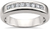 14k White Gold 8-Stone Round Diamond Men's Comfort Fit Wedding Band Ring
