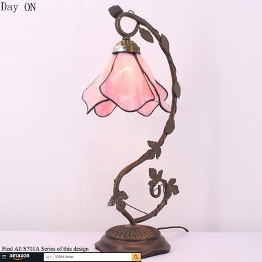 Tiffany Pink Stained Glass Table Lamp