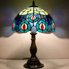 Tiffany Glass Crystal Bead Peacock Shade Table Lamp