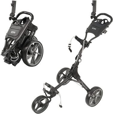 KVV 3 Wheel Golf Push Cart Ultra Lightweight Smallest Folding Size