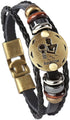 Hamoery Punk Alloy Leather Bracelet for Constellation Braided Rope Bangle