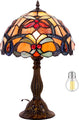 Tiffany Orange Stained Glass Crystal Bead Table Lamp