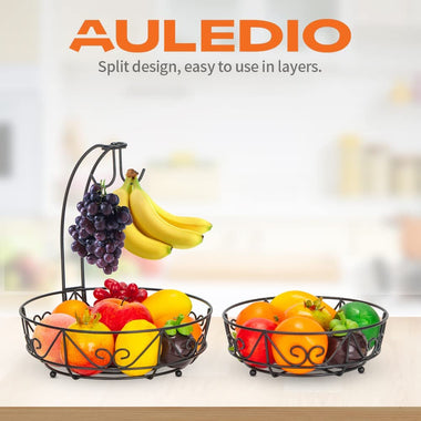 Auledio 2-Tier Countertop Fruit Vegetables Basket Bowl