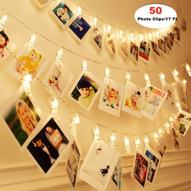 50 Photo Clips String Lights/Holder