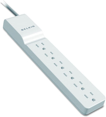 Belkin 6-Outlet Power Strip Surge Protector, Flat Rotating Plug, 6ft Cord (600 Joules)