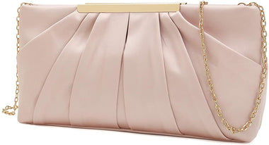 Charming Tailor Clutch Evening Bag Elegant Pleated Satin Formal Handbag Simple Classy Purse