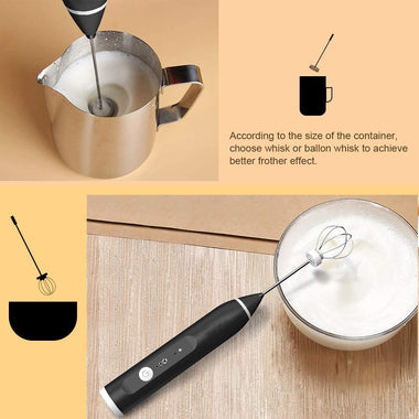 Milk Frother, Handheld coffee Frother 3-Speeds Egg Beater Rechargeable Mini Coffee Drink