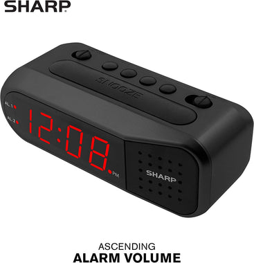 Sharp Digital Alarm Clock  Black Case