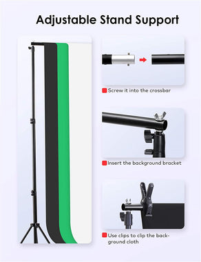ESDDI Lighting Kit Adjustable Max Size 2.6Mx3M Background Support System 3 Color
