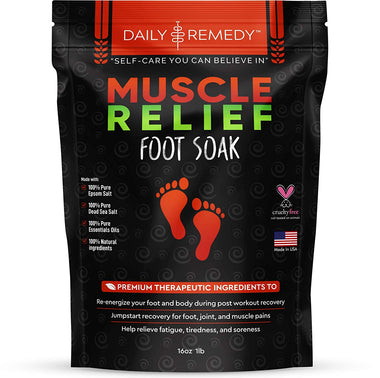 Muscle Relief Foot Soak with Epsom Salt, Made in USA, Soothe Foot Aches, Muscle Pain