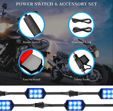 Chipcolor 12 Pcs Motorcycle LED Light Kit, APP Control RGB Motorcycle LED Lights
