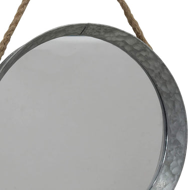 Rustic Round Galvanized Metal Mirror