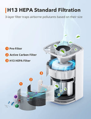 TaoTronics Air Purifier for Home, H13 True HEPA Filter