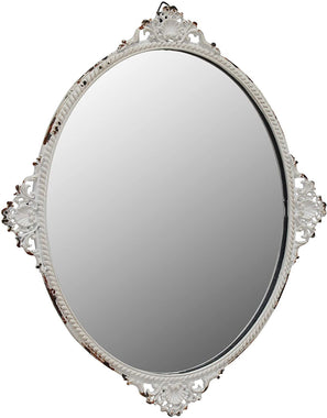 Decorative Oval Antique White Metal Wall Mirror