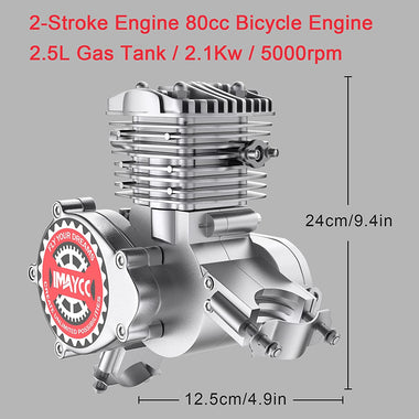 80cc Bicycle Engine Kit, 2-Stroke Motorized Bicycle Kit Fit for 26-28" Bikes-Black