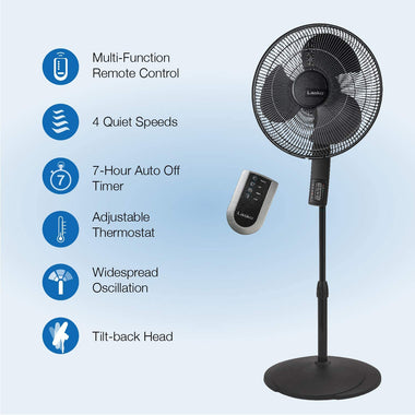 S16612 Oscillating 16″ Adjustable Pedestal Stand Fan with Timer