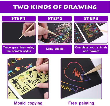 Scratch Paper Art Set, 100 Sheets Rainbow Magic Scratch