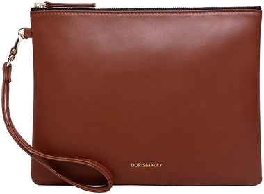 Soft Lambskin Leather Wristlet Clutch Bag For Women Designer Large Wallets With Strap