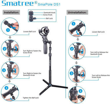 DS1 Extendable Stick Compatible with Tripod